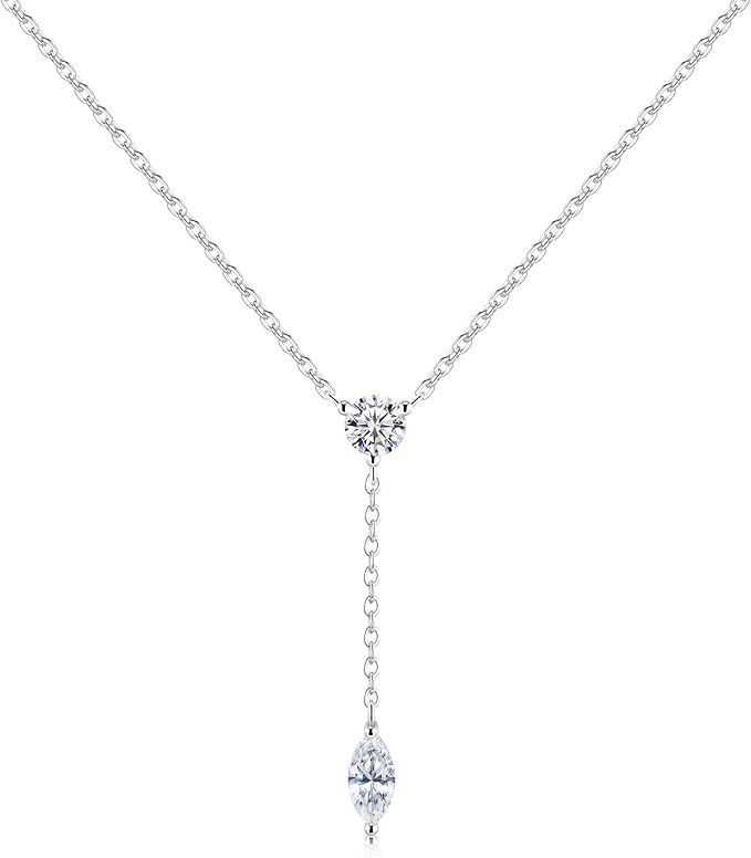 Kette Damen Charm Diamant Halskette Silber 925 Damen, Glänzende Zirkon Anhänger Halskette Valentinstag Weihnachten Geburtstag Schmuck Geschenk für Frauen Mama Frau für Hochzeitsfeiern
