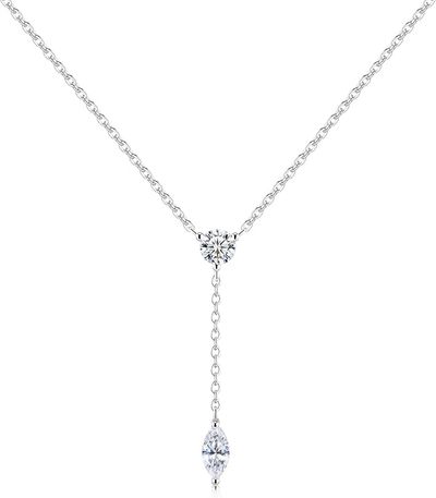 Kette Damen Charm Diamant Halskette Silber 925 Damen, Glänzende Zirkon Anhänger Halskette Valentinstag Weihnachten Geburtstag Schmuck Geschenk für Frauen Mama Frau für Hochzeitsfeiern 1
