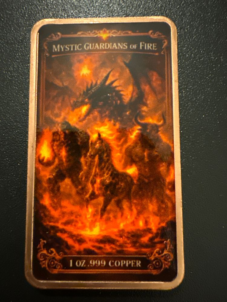Mystic Guardians of Fire - Fire Unicorn Copper Art Bar Fantasy Mythology Collectible 2