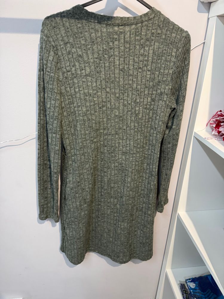 Other Grey Ribbed Long Sleeve Dress - Viral and trending product image