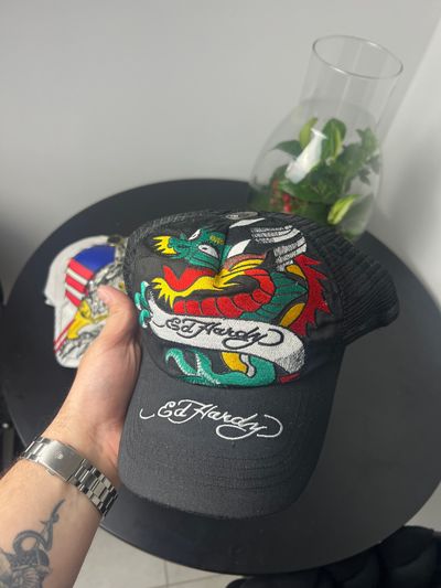 Ed Hardy Black Embroidered Cap