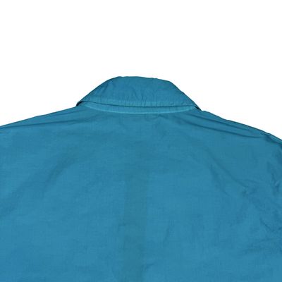 Stone Island 2020 Aqua Blue Single Chest Pocket Full Zip Nylon Overshirt - Large 2