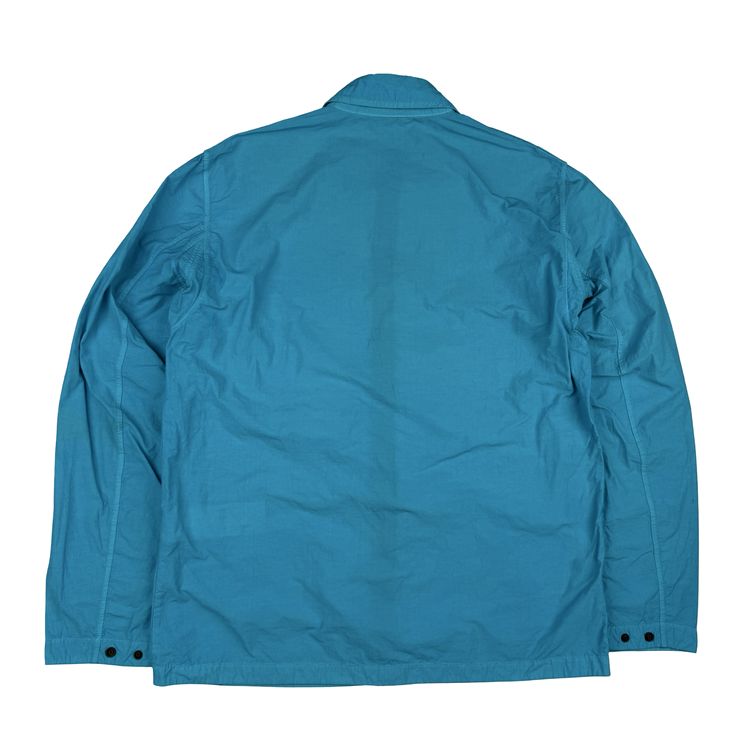 Stone Island 2020 Aqua Blue Single Chest Pocket Full Zip Nylon Overshirt - Large 9