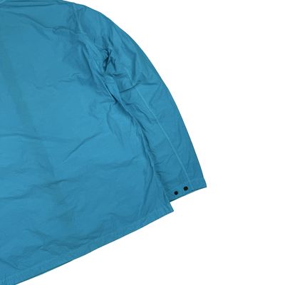 Stone Island 2020 Aqua Blue Single Chest Pocket Full Zip Nylon Overshirt - Large 8