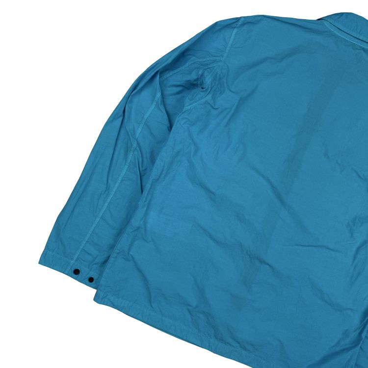 Stone Island 2020 Aqua Blue Single Chest Pocket Full Zip Nylon Overshirt - Large 4
