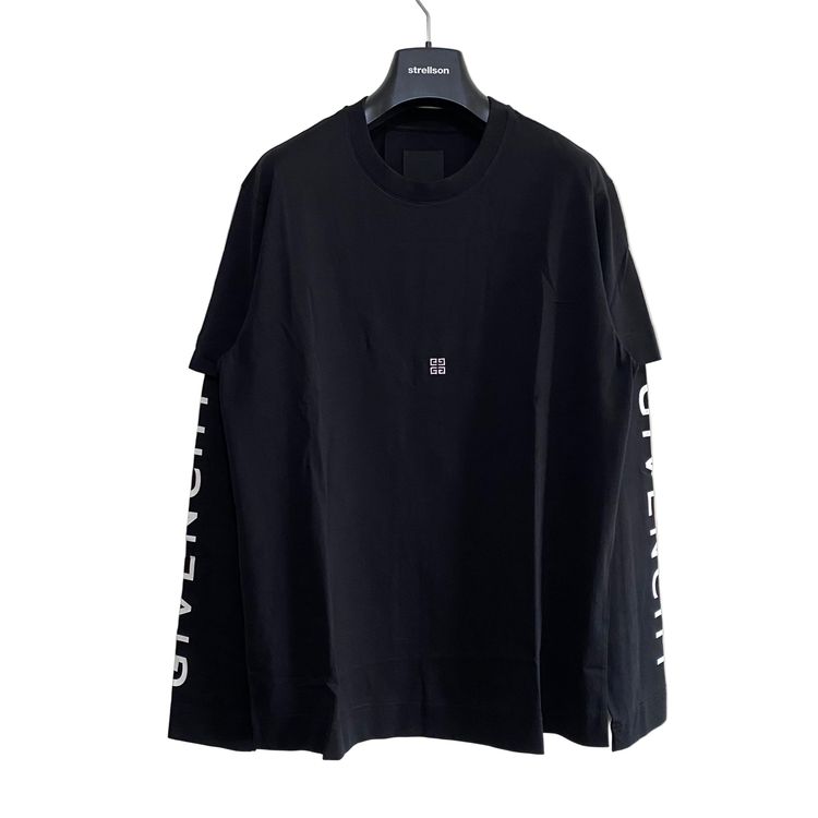 Givenchy Black Double Layered Sleeve Logo T-Shirt