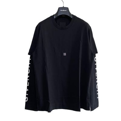 Givenchy Black Double Layered Sleeve Logo T-Shirt