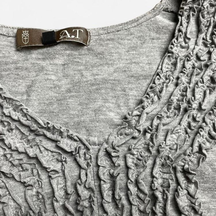 Other grey ruffled V-neck short sleeve top product image