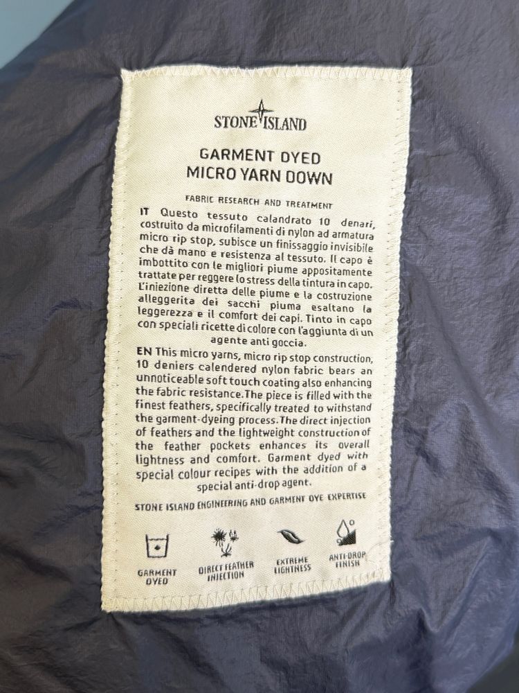 Immagine di Medium Stone Island Blue Garment Dyed Micro Yarn Down Coat Jacket 5