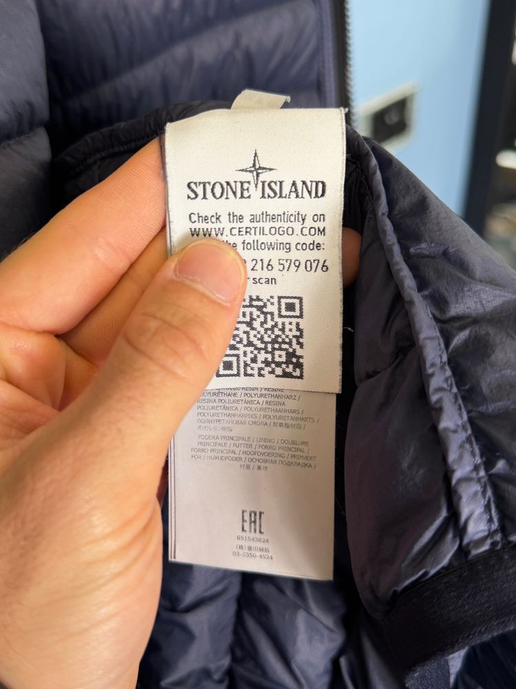 Immagine di Medium Stone Island Blue Garment Dyed Micro Yarn Down Coat Jacket 6