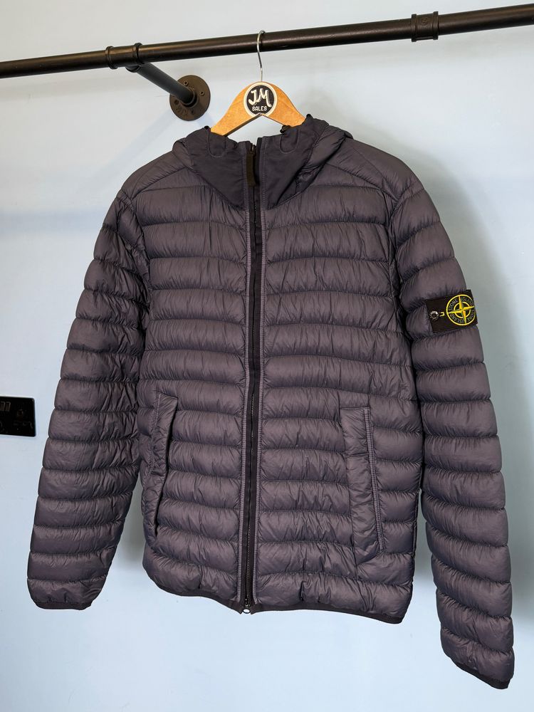 Immagine di Medium Stone Island Blue Garment Dyed Micro Yarn Down Coat Jacket 1