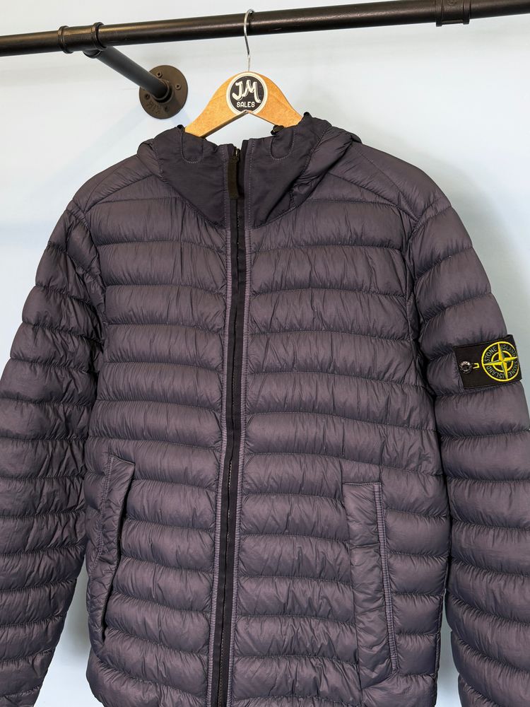 Immagine di Medium Stone Island Blue Garment Dyed Micro Yarn Down Coat Jacket 2