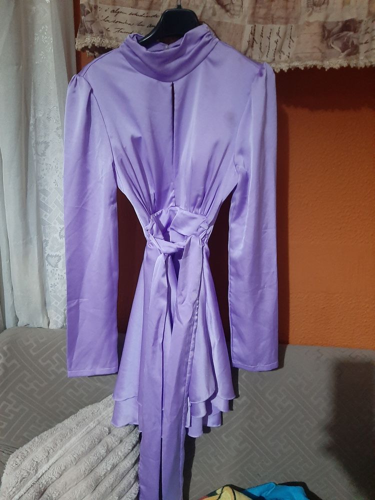 Other lavender long sleeve dress with waist tie product image