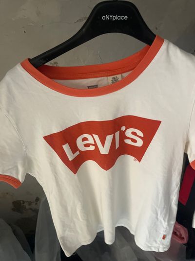 Levi'S White And Orange Ringer T-Shirt