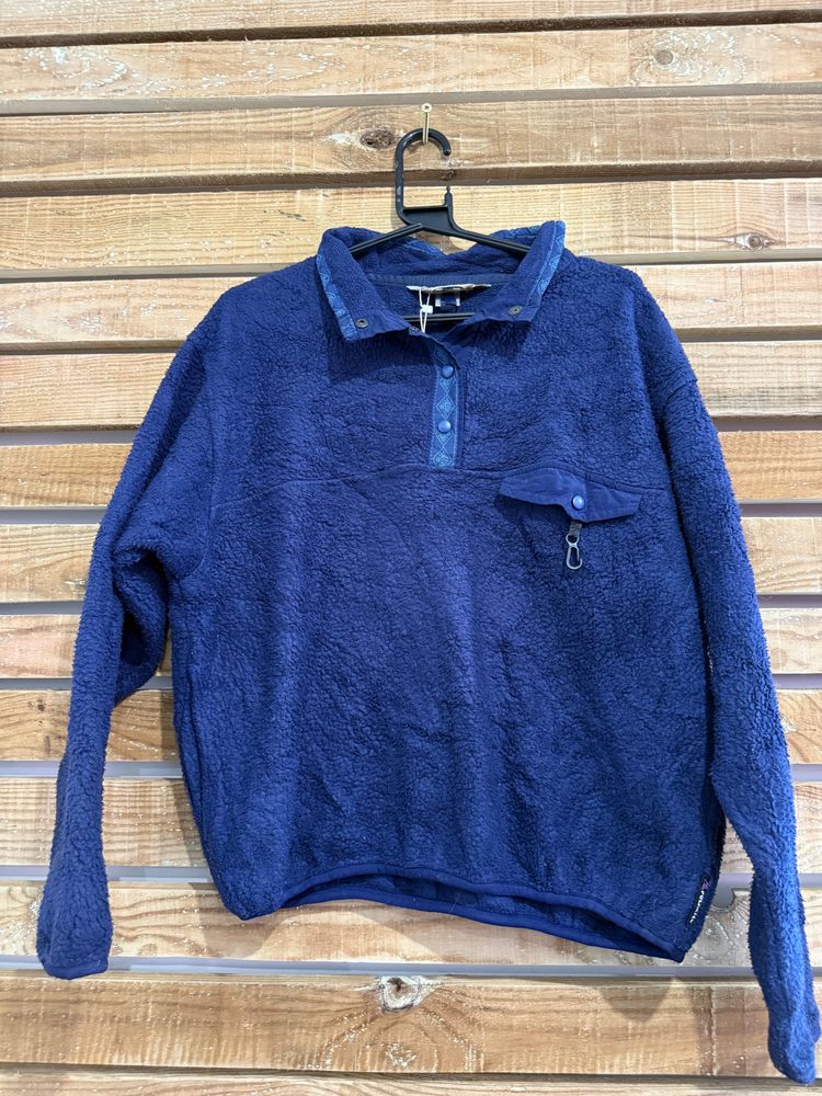 Patagonia Vintage 90s Polartec 1/4 button up Fleece Jacket. Blue. Size Large product image