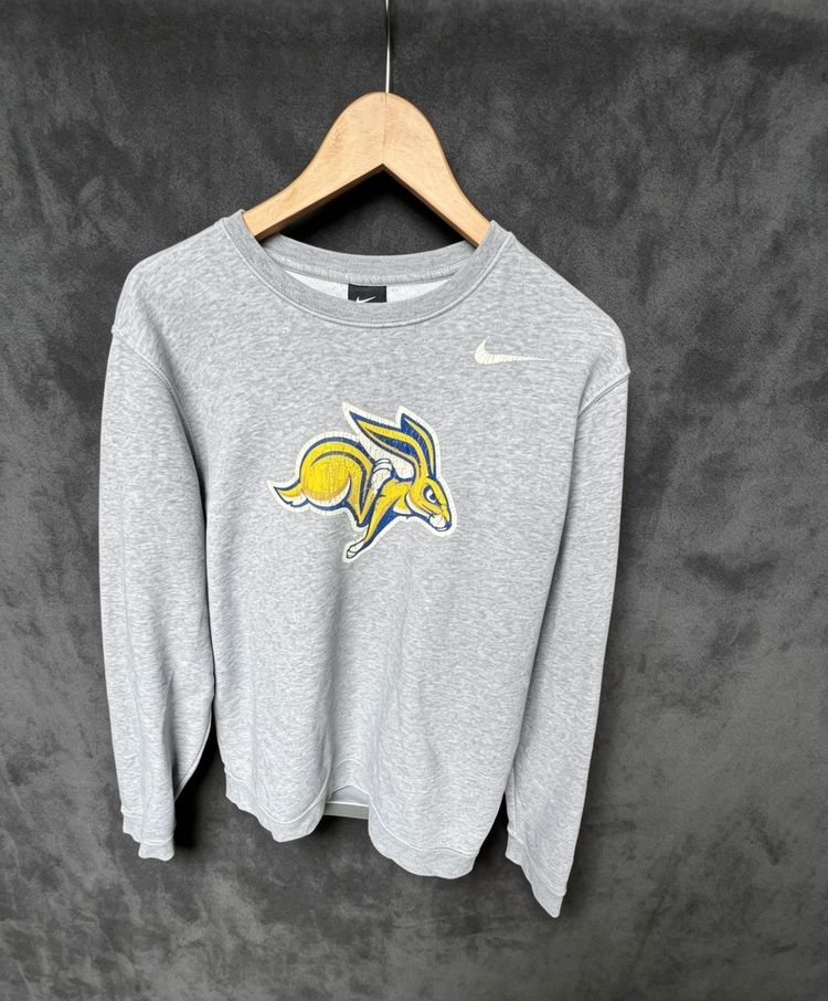 Nike Grey Sweatshirt With Yellow Rabbit Logo y2k large 