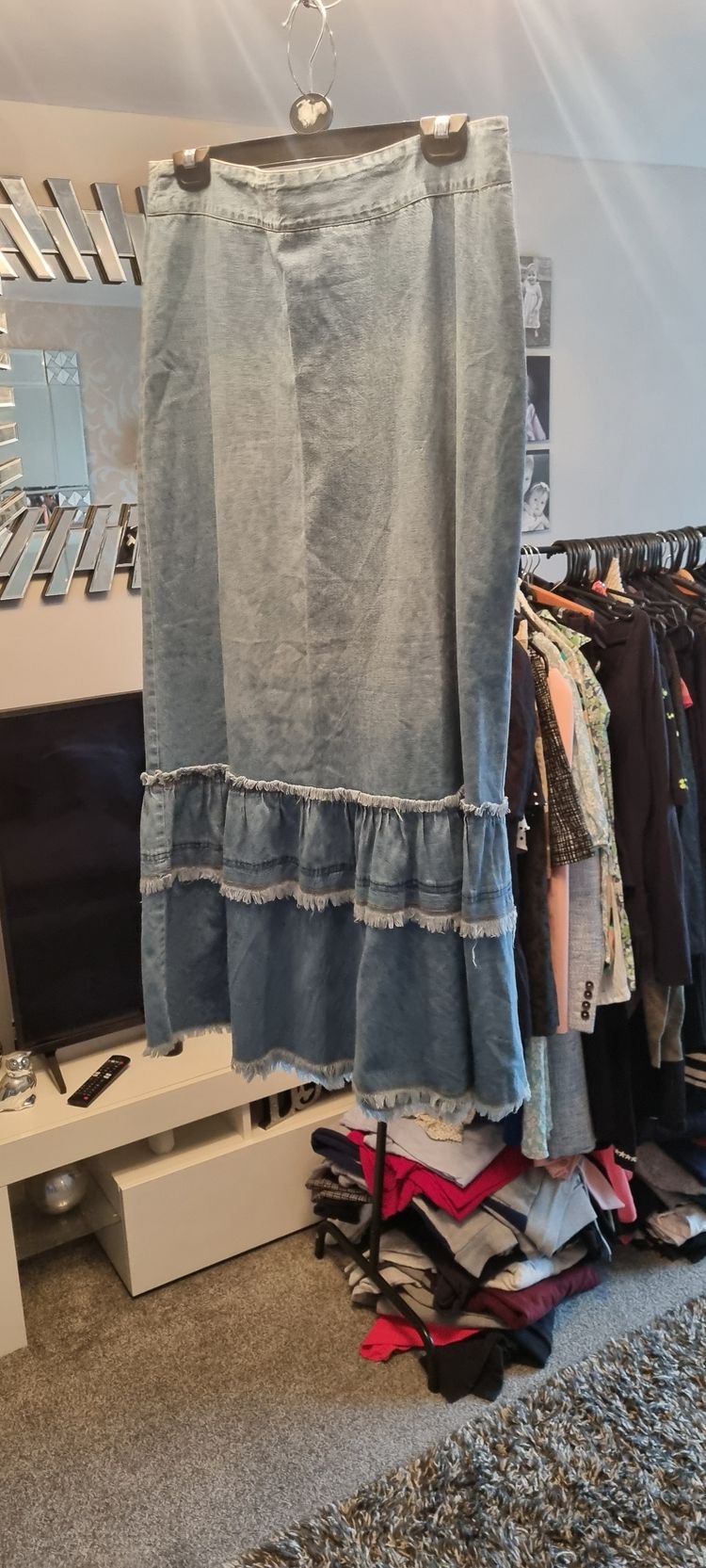Long denim skirt