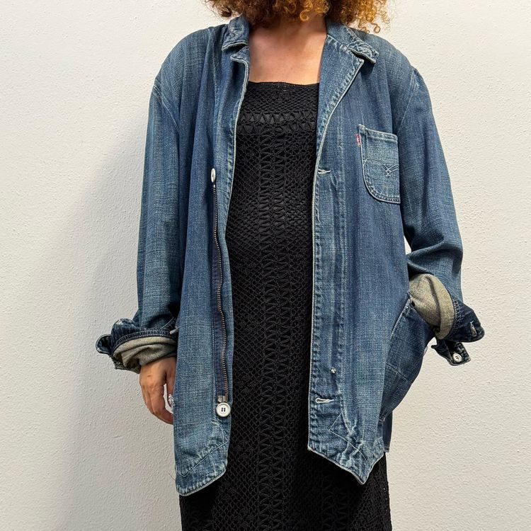 RARE ARCHIVE Levi's RED Denim Chore Jacket (Y2K / Late 90s Design) - Tg L image 13