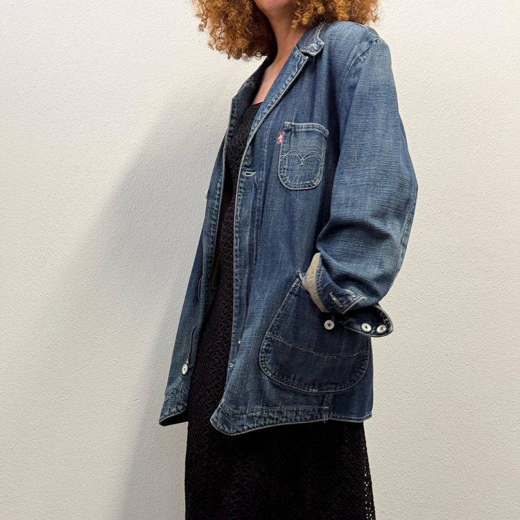 RARE ARCHIVE Levi's RED Denim Chore Jacket (Y2K / Late 90s Design) - Tg L image 14