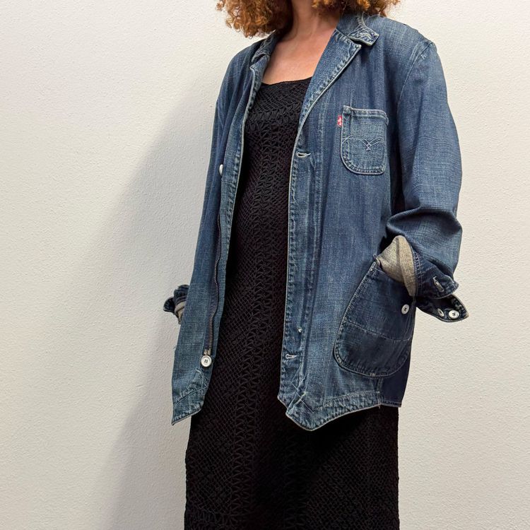 RARE ARCHIVE Levi's RED Denim Chore Jacket (Y2K / Late 90s Design) - Tg L image 2