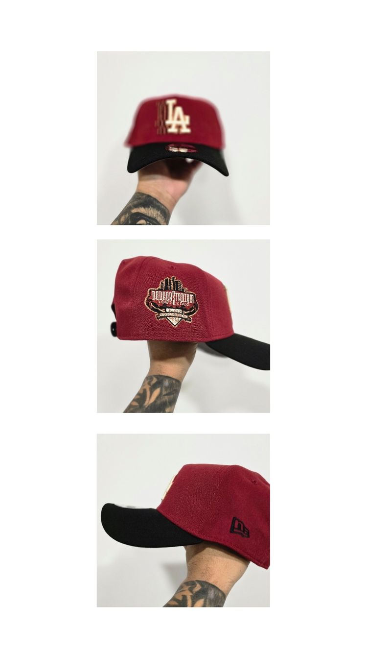 Red And Black Baseball Cap With La And Harley-Davidson Logos