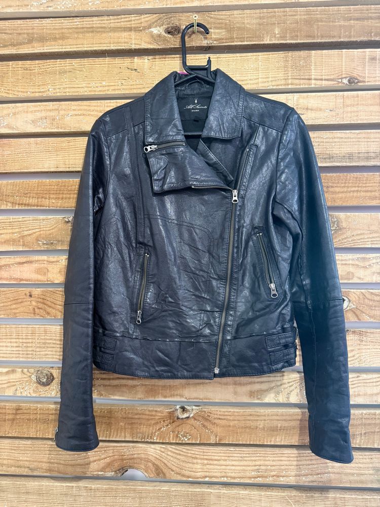All-Saints leather biker jacket. Size Uk12 image 1