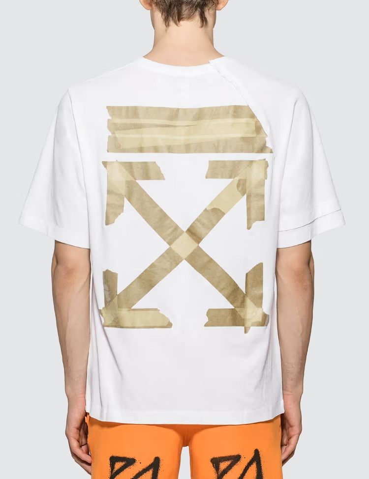 Off-White White Reconstructed Tape Arrows Logo T-Shirt image 2