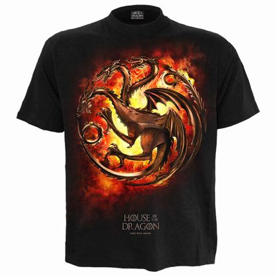 HOD - DRAGON FLAMES - Front Print T-Shirt Black 1