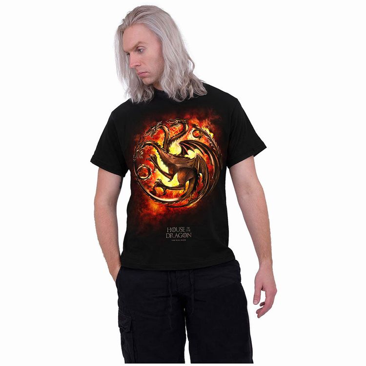 HOD - DRAGON FLAMES - Front Print T-Shirt Black 4