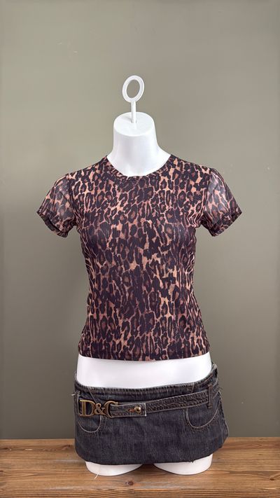 Allsaints Mesh Leopard Top (UK10)