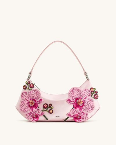 Pink Handbag With Floral Embroidery