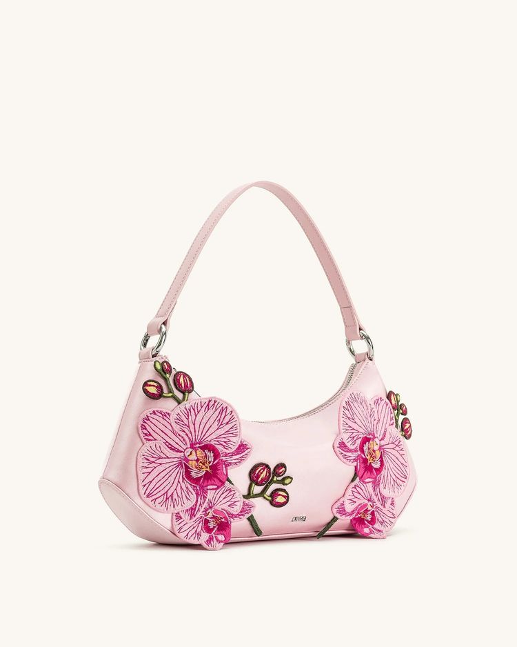 Pink Handbag With Floral Embroidery imagen 2