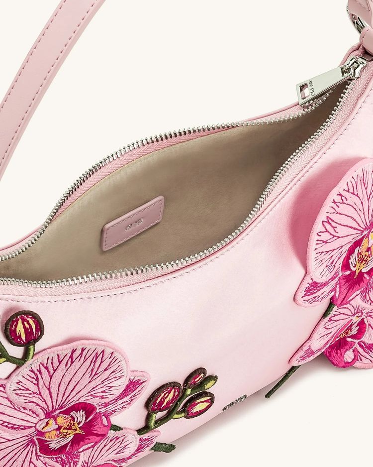 Pink Handbag With Floral Embroidery imagen 4