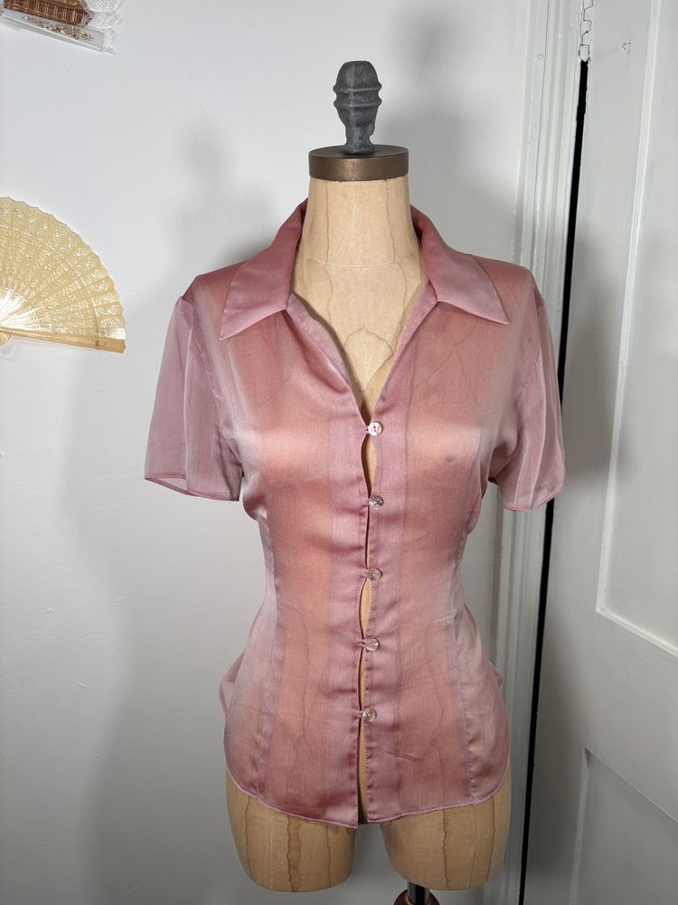 Other Vintage 90s/00s mauve Sheer Button-Up Blouse product image