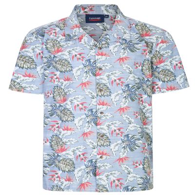 Espionage Mens Big Size Short Sleeve Leaf Print Shirt in 2XL-8XL 1