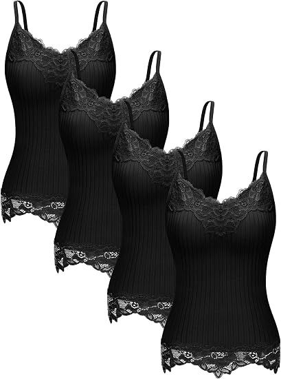 Black Lace Trim Camisole Top image 2