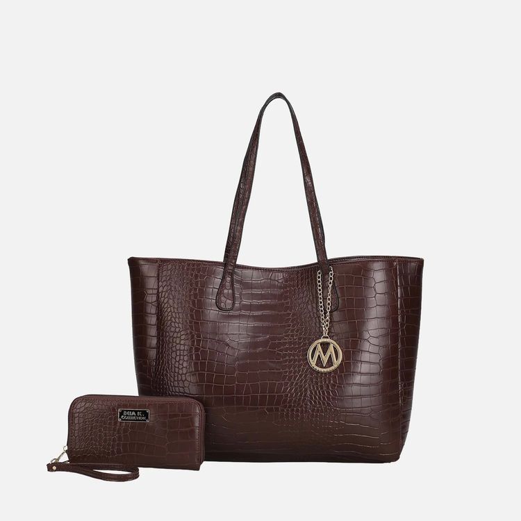 Brown Tote Bag With Matching Wallet image 1