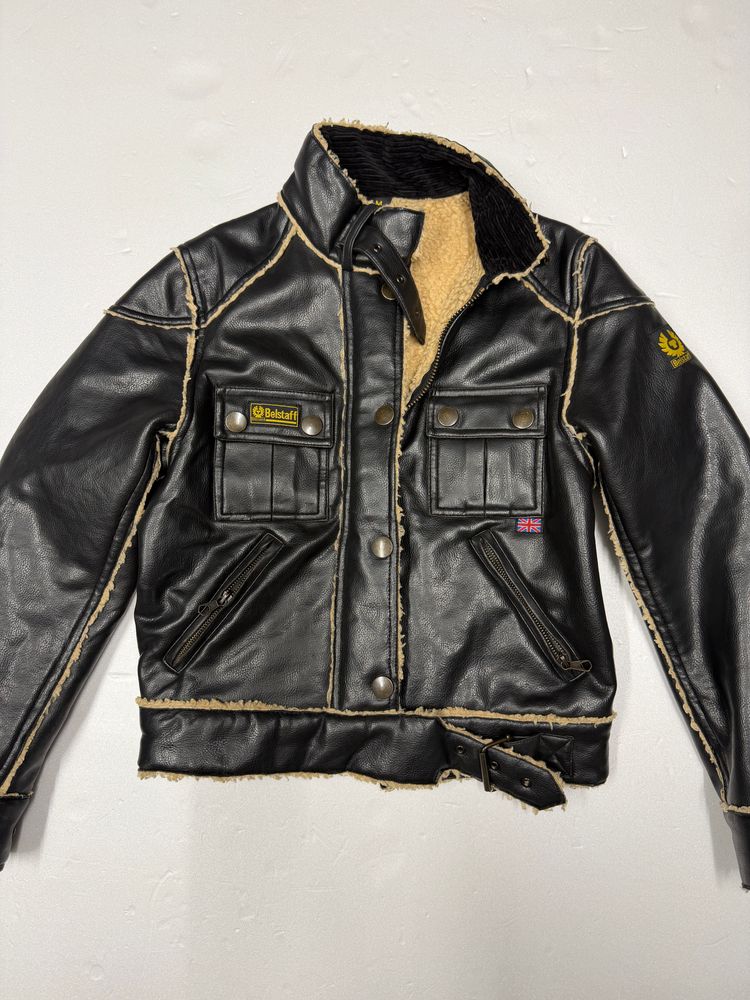 Belstaff Black Leather Jacket With Shearling Lining