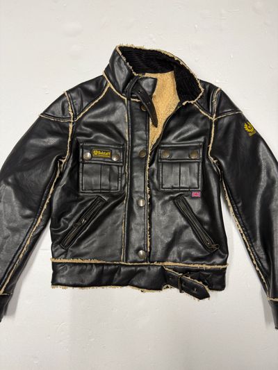 Belstaff Black Leather Jacket With Shearling Lining