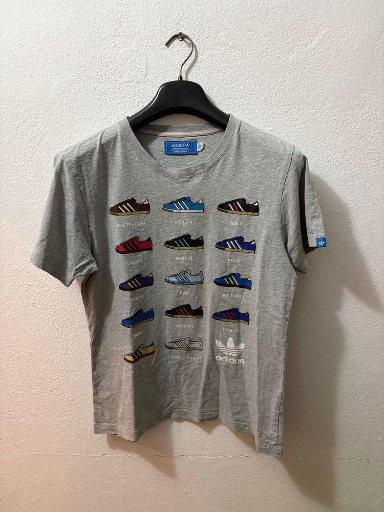 Adidas Grey T-Shirt With Sneaker Graphics image 1