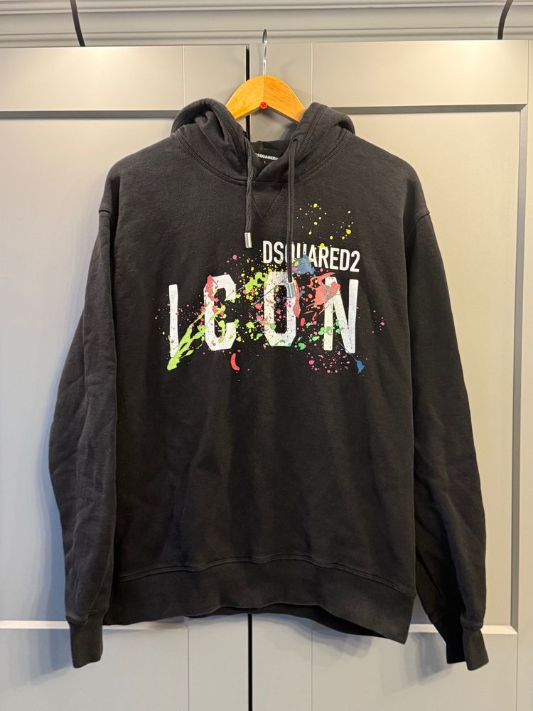 Dsquared2 DSQUARED2 ICON Paint-Splatter Hoodie – Size L – Made in Italy product image