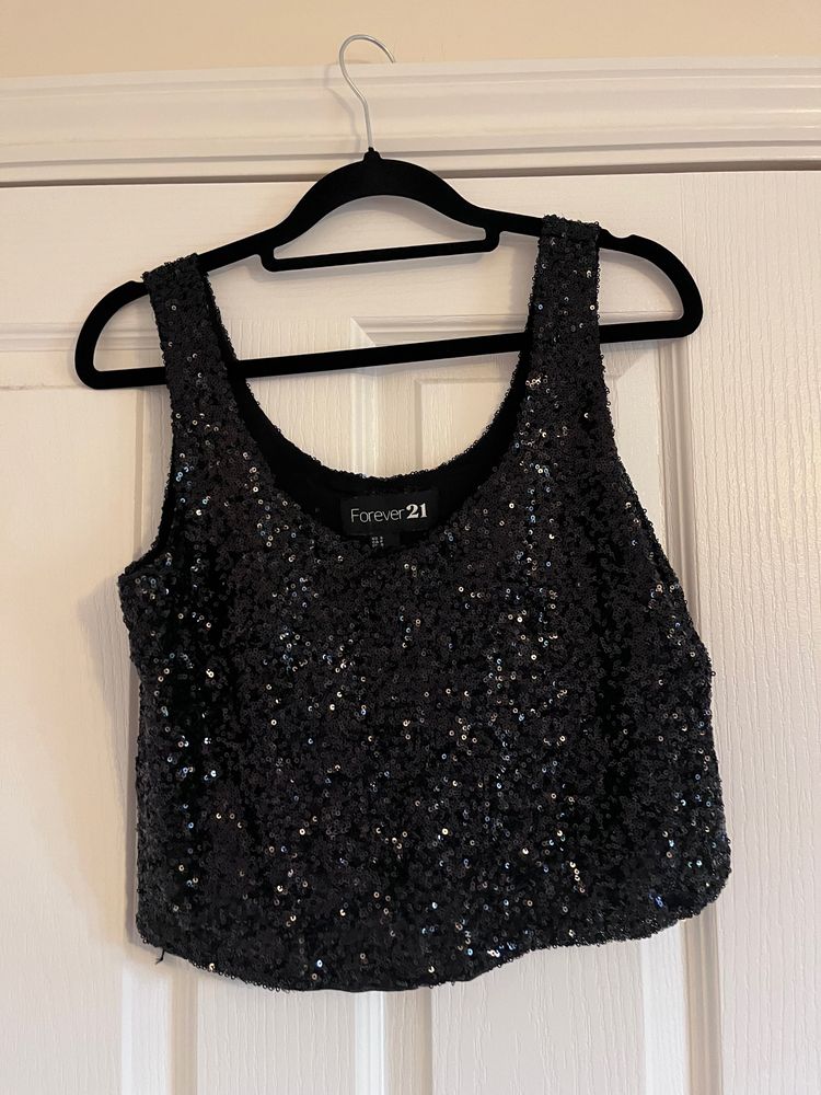 Y2k Forever 21 black sequin tank top