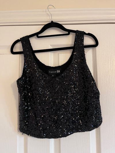 Y2k Forever 21 black sequin tank top