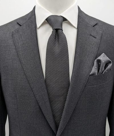 Clubmen of London Cravatta Uomo Grigio Antracite Righe Argento Made in Italy 8 c 1