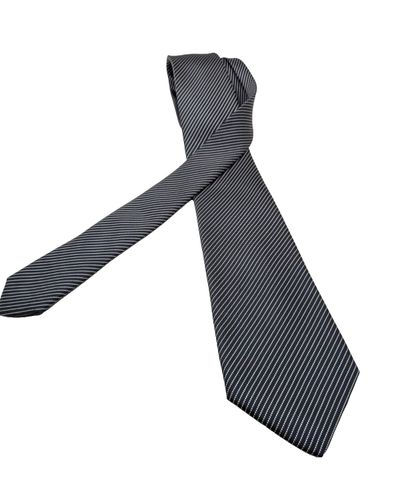 Clubmen of London Cravatta Uomo Grigio Antracite Righe Argento Made in Italy 8 c 4
