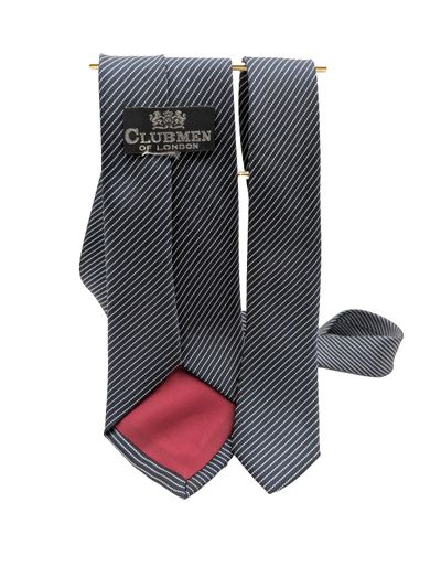 Clubmen of London Cravatta Uomo Grigio Antracite Righe Argento Made in Italy 8 c 3