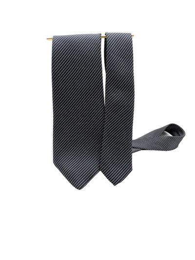Clubmen of London Cravatta Uomo Grigio Antracite Righe Argento Made in Italy 8 c 2