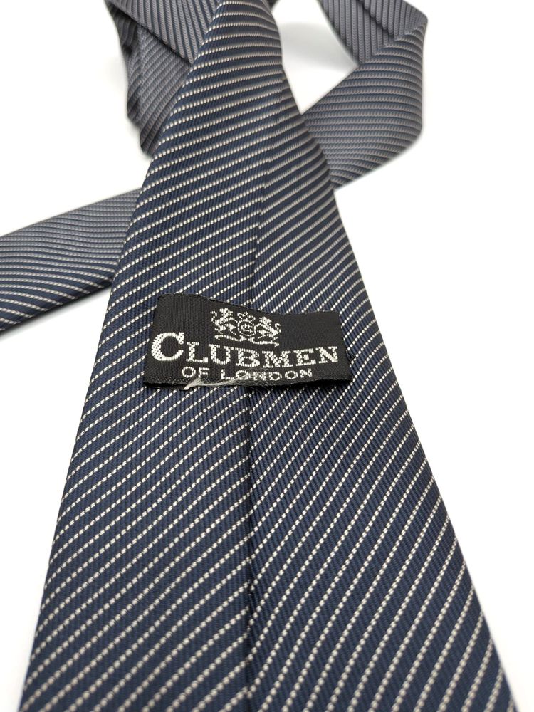 Clubmen of London Cravatta Uomo Grigio Antracite Righe Argento Made in Italy 8 c 6