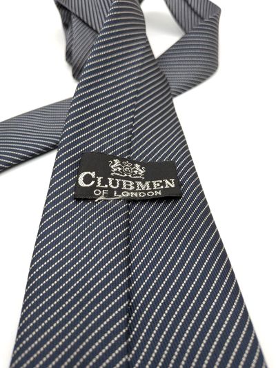 Clubmen of London Cravatta Uomo Grigio Antracite Righe Argento Made in Italy 8 c 6