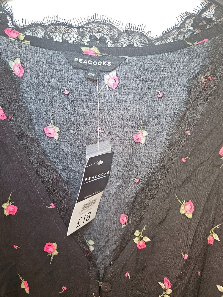 Peacocks black floral dress obraz 2